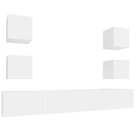 Ensemble de meubles TV 6 pcs Blanc Bois d'ingénierie