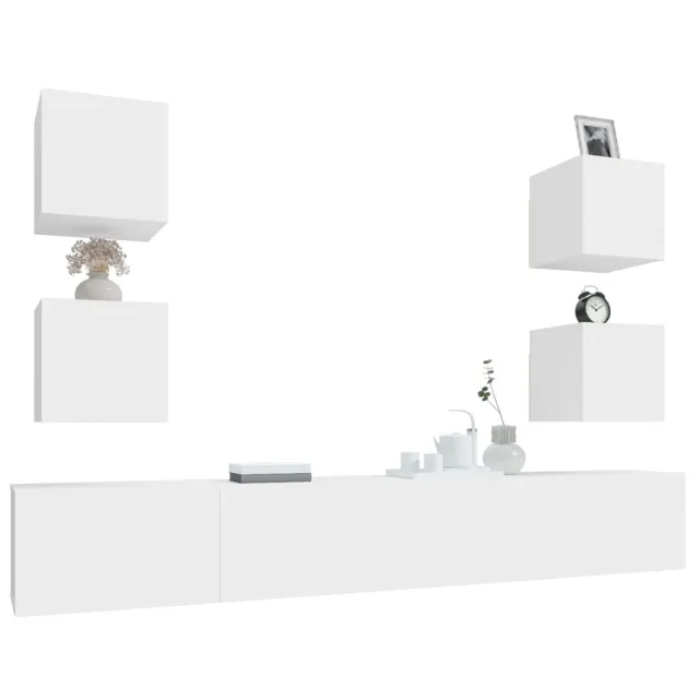 Ensemble de meubles TV 6 pcs Blanc Bois d'ingénierie