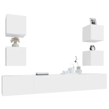 Ensemble de meubles TV 6 pcs Blanc Bois d'ingénierie