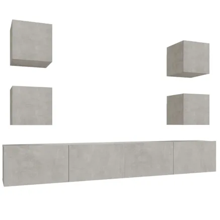 Ensemble de meubles TV 6 pcs Gris béton Bois d'ingénierie 2