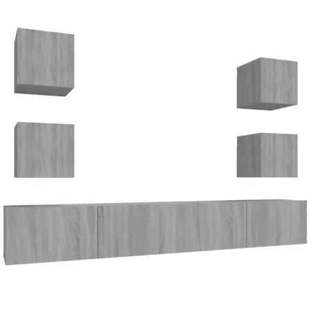 Ensemble de meubles TV 6 pcs Sonoma gris Bois d'ingénierie