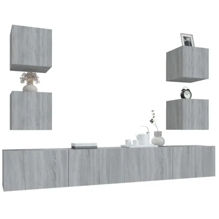 Ensemble de meubles TV 6 pcs Sonoma gris Bois d'ingénierie