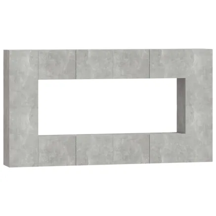 Ensemble de meubles TV 8 pcs Gris béton Bois d'ingénierie 2