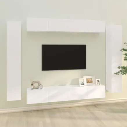 Ensemble de meubles TV 8 pcs Blanc Bois d'ingénierie