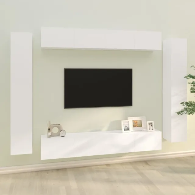 Ensemble de meubles TV 8 pcs Blanc Bois d'ingénierie