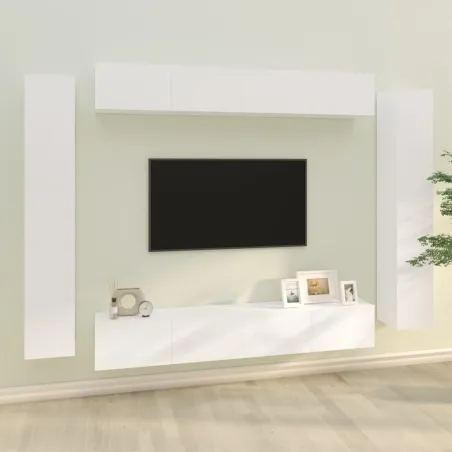 Ensemble de meubles TV 8 pcs Blanc Bois d'ingénierie