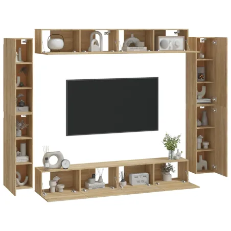 Ensemble de meubles TV 8 pcs Chêne sonoma Bois d'ingénierie