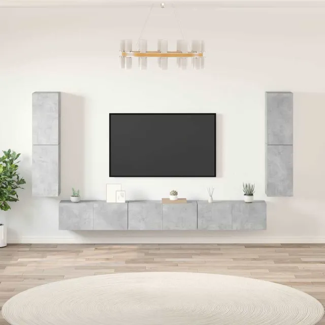 Ensemble de meubles TV 7 pcs Gris béton Bois d'ingénierie