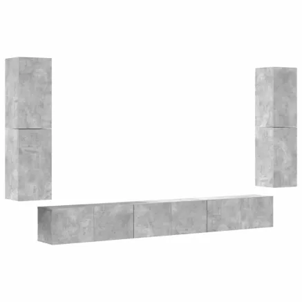 Ensemble de meubles TV 7 pcs Gris béton Bois d'ingénierie 2
