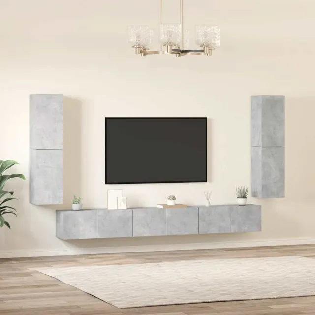 Ensemble de meubles TV 7 pcs Gris béton Bois d'ingénierie