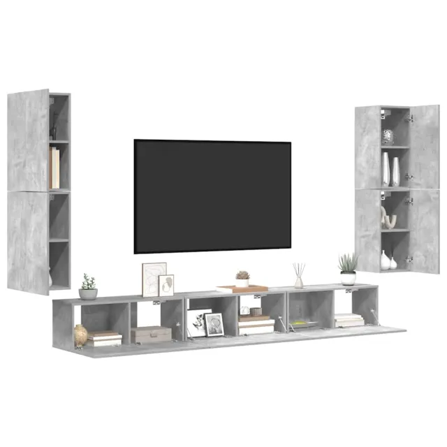 Ensemble de meubles TV 7 pcs Gris béton Bois d'ingénierie