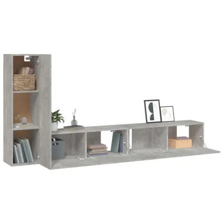 Ensemble de meubles TV 3 pcs Gris béton Bois d'ingénierie