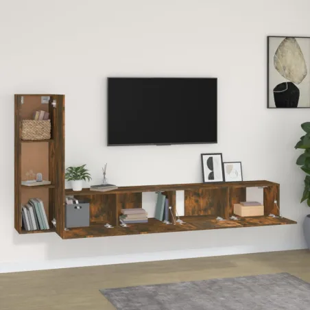 Ensemble de meubles TV 3 pcs Chêne fumé Bois d'ingénierie