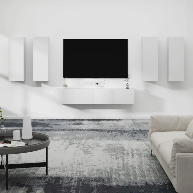 Ensemble de meubles TV 6 pcs Blanc Bois d'ingénierie