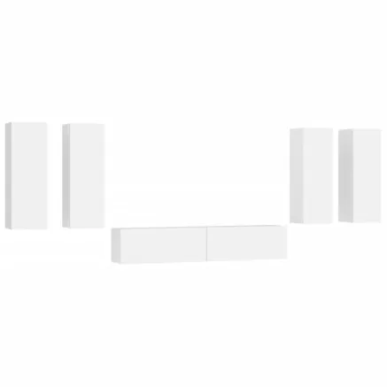 Ensemble de meubles TV 6 pcs Blanc Bois d'ingénierie 2