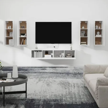 Ensemble de meubles TV 6 pcs Blanc Bois d'ingénierie