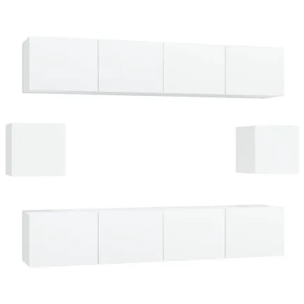 Ensemble de meubles TV 6 pcs Blanc Bois d'ingénierie 2