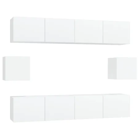 Ensemble de meubles TV 6 pcs Blanc Bois d'ingénierie