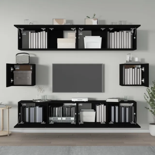 Ensemble de meubles TV 6 pcs Noir Bois d'ingénierie