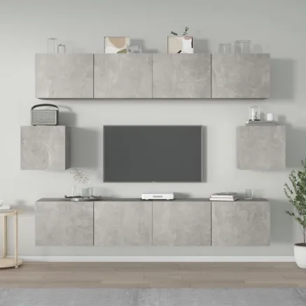 Ensemble de meubles TV 6 pcs Gris béton Bois d'ingénierie