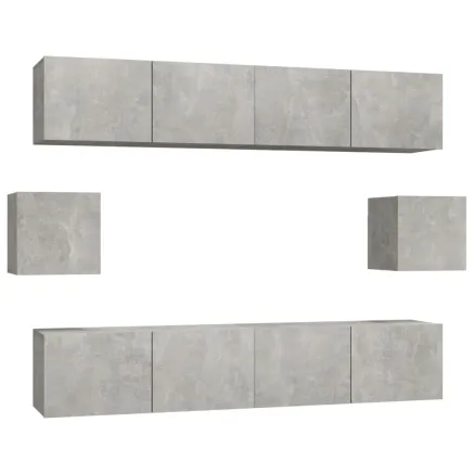 Ensemble de meubles TV 6 pcs Gris béton Bois d'ingénierie 2
