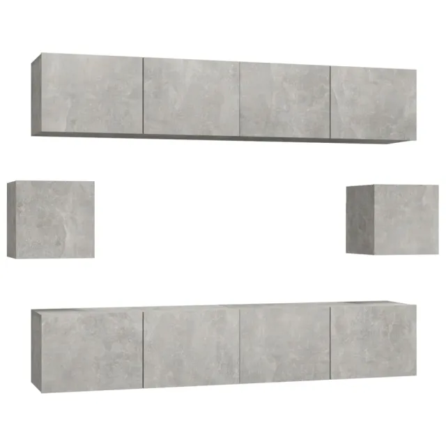 Ensemble de meubles TV 6 pcs Gris béton Bois d'ingénierie