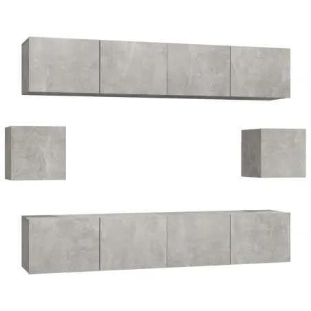 Ensemble de meubles TV 6 pcs Gris béton Bois d'ingénierie