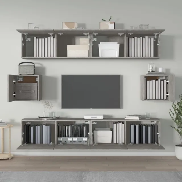Ensemble de meubles TV 6 pcs Gris béton Bois d'ingénierie