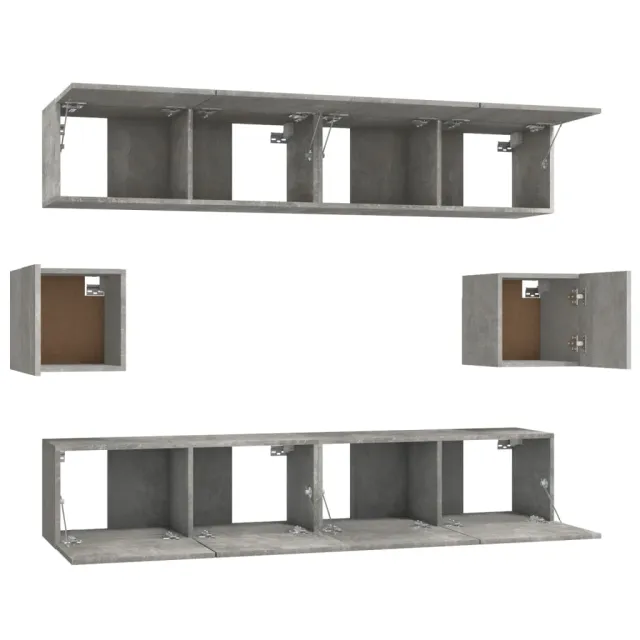 Ensemble de meubles TV 6 pcs Gris béton Bois d'ingénierie