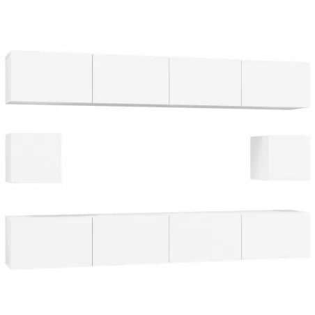 Ensemble de meubles TV 6 pcs Blanc Bois d'ingénierie