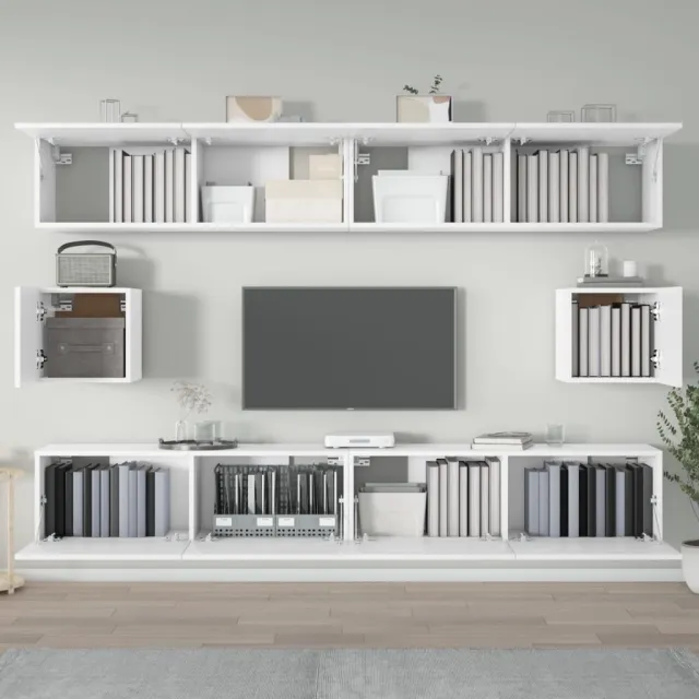 Ensemble de meubles TV 6 pcs Blanc Bois d'ingénierie
