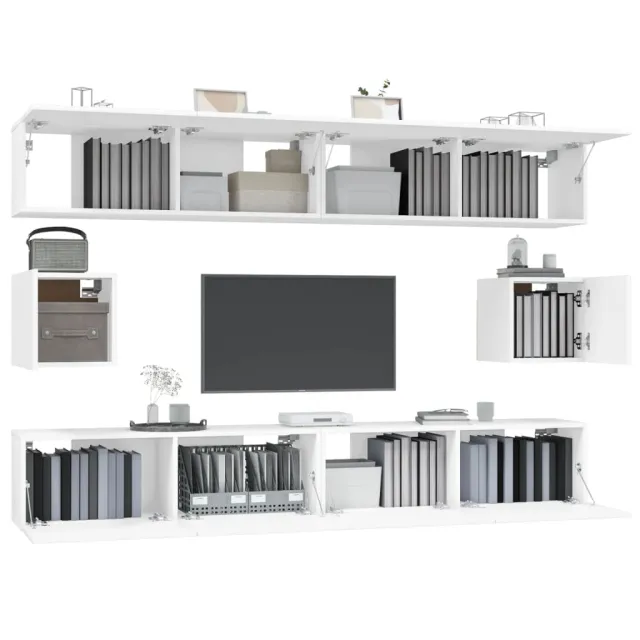 Ensemble de meubles TV 6 pcs Blanc Bois d'ingénierie