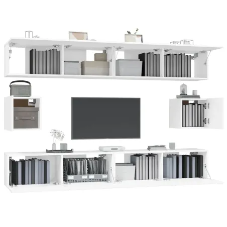 Ensemble de meubles TV 6 pcs Blanc Bois d'ingénierie
