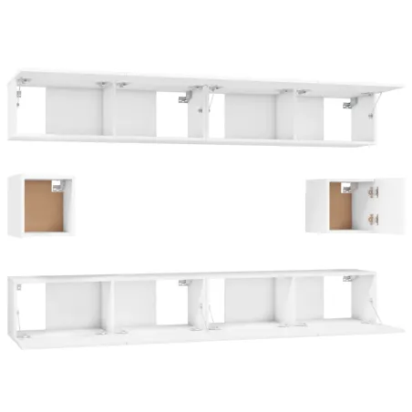 Ensemble de meubles TV 6 pcs Blanc Bois d'ingénierie