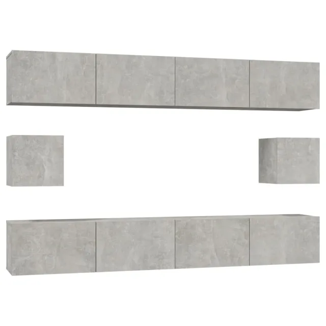Ensemble de meubles TV 6 pcs Gris béton Bois d'ingénierie