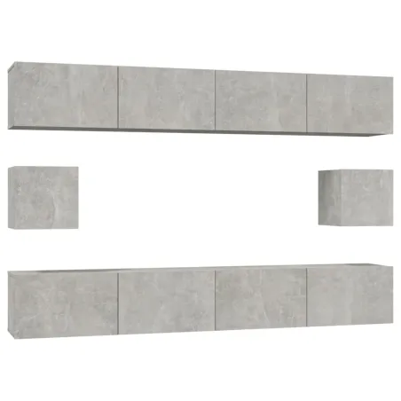 Ensemble de meubles TV 6 pcs Gris béton Bois d'ingénierie