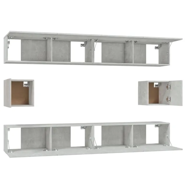 Ensemble de meubles TV 6 pcs Gris béton Bois d'ingénierie