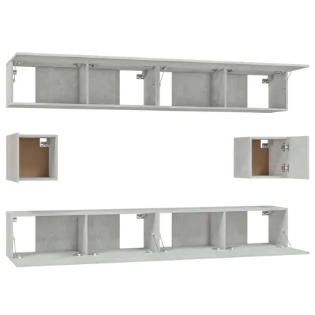 Ensemble de meubles TV 6 pcs Gris béton Bois d'ingénierie