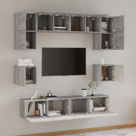 Ensemble de meubles TV 8 pcs Sonoma gris Bois d'ingénierie