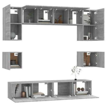 Ensemble de meubles TV 8 pcs Sonoma gris Bois d'ingénierie