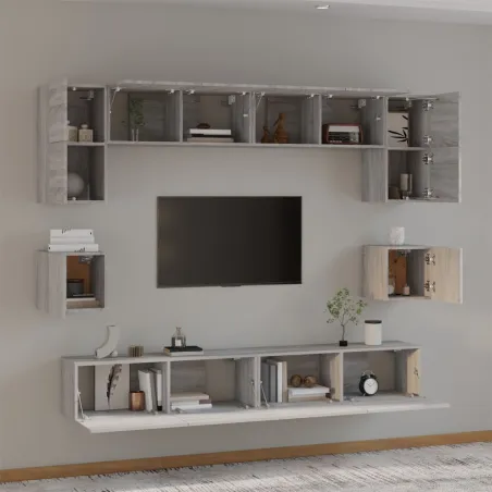 Ensemble de meubles TV 8 pcs Sonoma gris Bois d'ingénierie