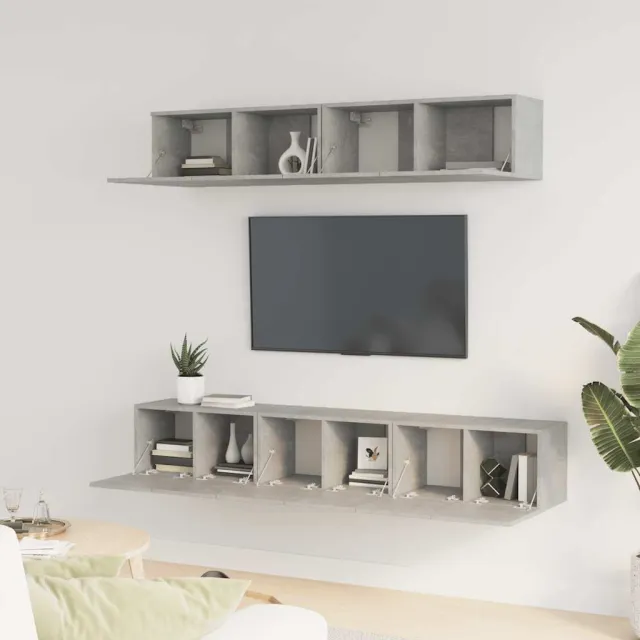 Ensemble de meubles TV 5 pcs Gris béton Bois d'ingénierie