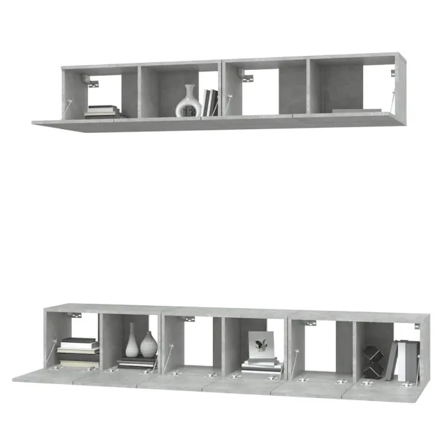 Ensemble de meubles TV 5 pcs Gris béton Bois d'ingénierie