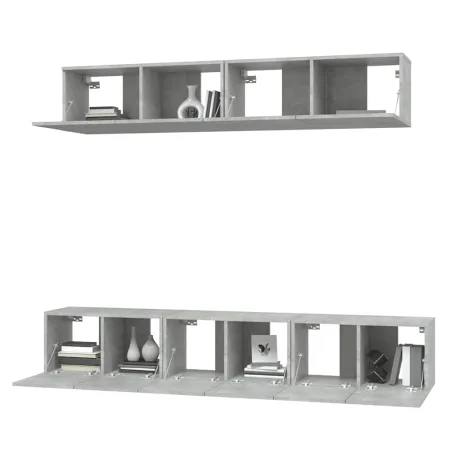 Ensemble de meubles TV 5 pcs Gris béton Bois d'ingénierie
