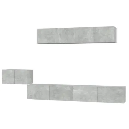 Ensemble de meubles TV 5 pcs Gris béton Bois d'ingénierie