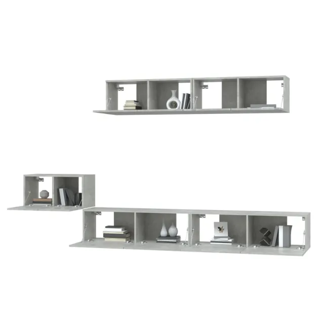 Ensemble de meubles TV 5 pcs Gris béton Bois d'ingénierie