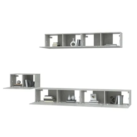 Ensemble de meubles TV 5 pcs Gris béton Bois d'ingénierie