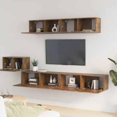 Ensemble de meubles TV 5 pcs Chêne fumé Bois d'ingénierie