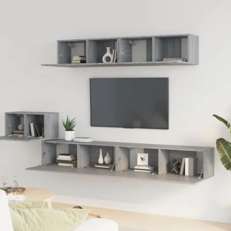 Ensemble de meubles TV 5 pcs Sonoma gris Bois d'ingénierie