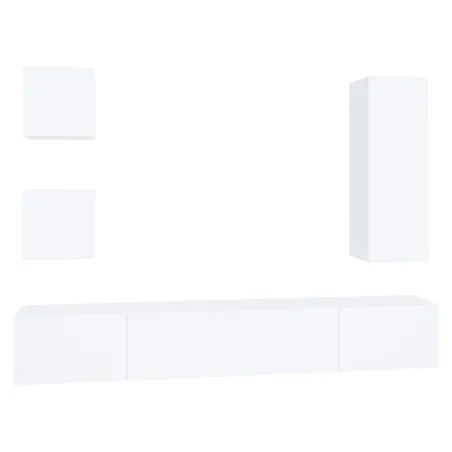 Ensemble de meubles TV 5 pcs Blanc Bois d'ingénierie